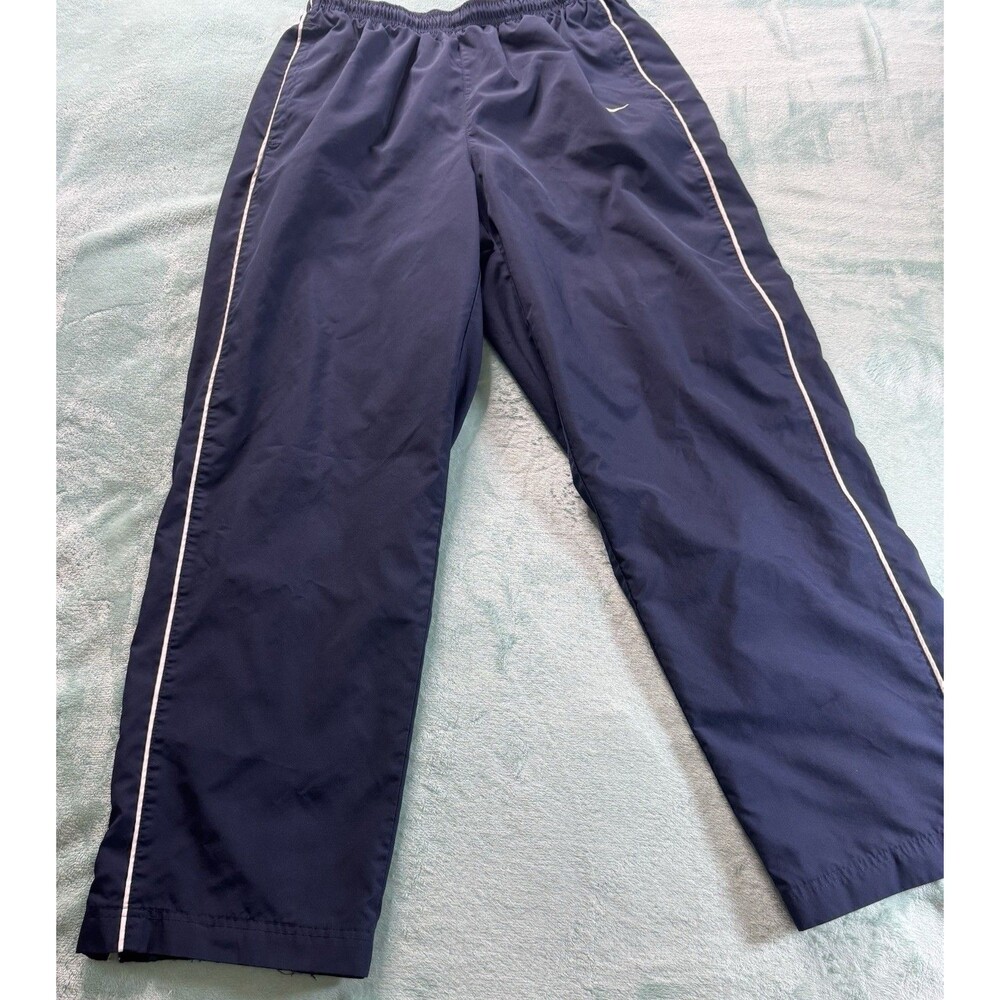 Nike Pants Mens Large Track Mesh Lined Piping Navy Blue Activewear